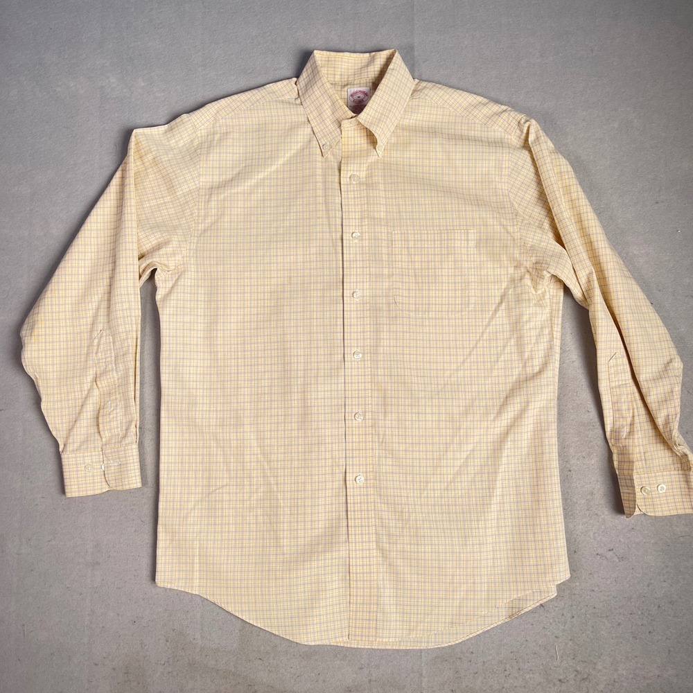 Brooks Brothers Button Down Shirt Plaid Checkered Traditional Fit Non‎ Iron M